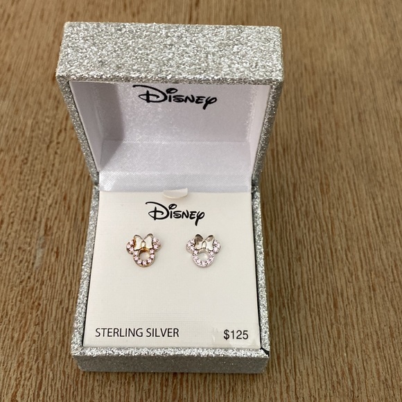 Pink CZ Minnie Mouse Earrings - Picture 1 of 6
